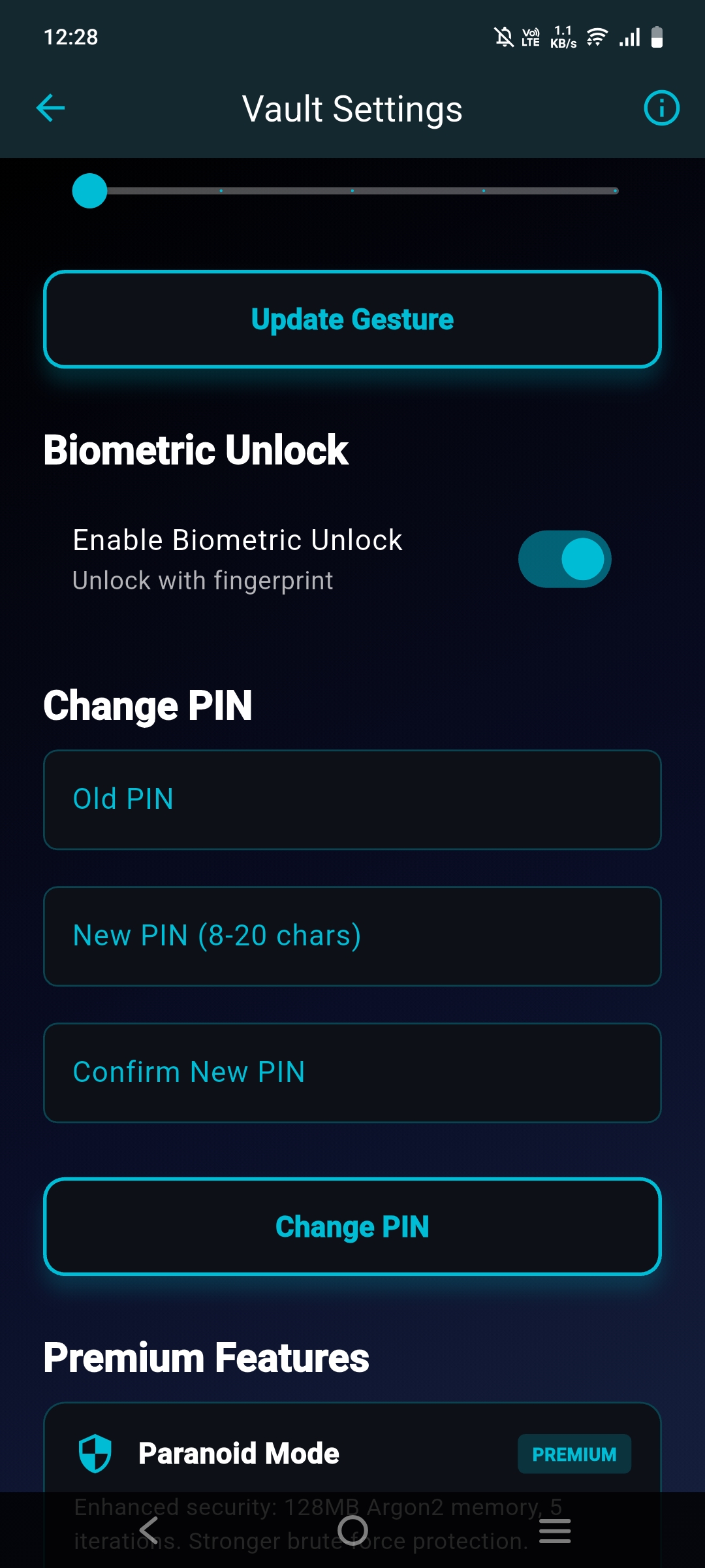 Biometric settings